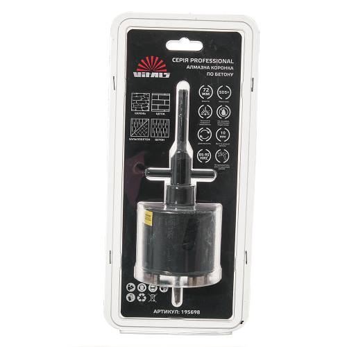 Комплект коронка алмазна по бетону Vitals Professional 72×110 мм М16 SDS-plus