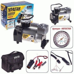 Компресор автомобільний Ураган" КА-У12052 150psi/15Amp/40л/прикур. перехідник/Автостоп