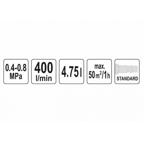 Ковш пневматичний для штукатурки стін YATO 4.5 л 4-8 бар 400 л/хв 50 м²/год
