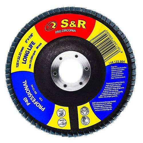 Круг зачистний пелюстковий S&R цирконієвий 125x22,2 з. 40 сталь
