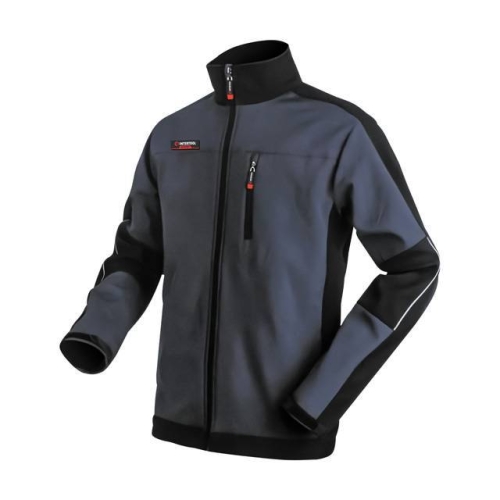 Куртка SOFTSHELL темно-сіро/чорна, тришарова, стрейч 300 GSM 100D, водо-/вітрозахист, 96% поліестер / 4% еластан, 3 кишені, XXXL INTERTOOL SP-3136