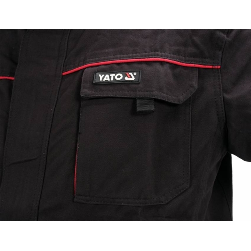 Куртка робоча COMFY YATO розмір XL, чорно-червона, 7 кишень, 100% бавовна
