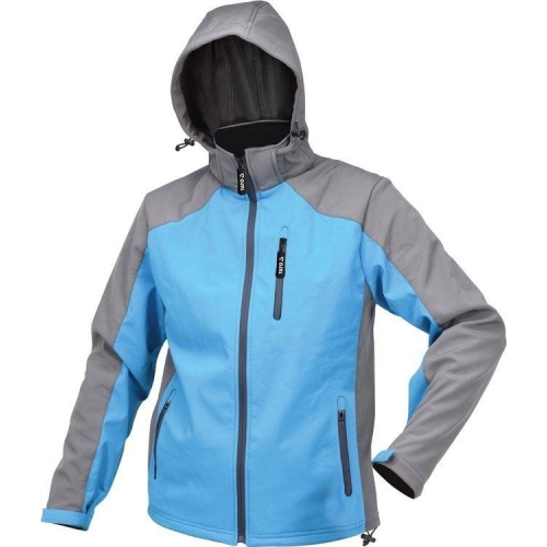 Куртка робоча SOFTSHELL з прикріпленим капюшоном YATO розм M, синьо-сірий, 3 кишені, 96% поліес та 4% спан.