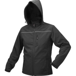 Куртка робоча SOFTSHELL з прикріпленим капюшоном YATO розм S, чорна, 3 кишені, 96% поліест та 4% спандекс