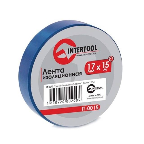 Стрічка ізоляційна 0.15mm * 17mm * 15m синя INTERTOOL IT-0015