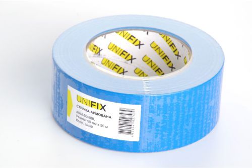 Стрічка клейка армована синя 50мм*50м UNIFIX