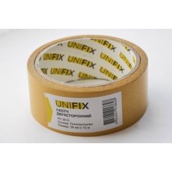 Стрічка клейка двостороння на поліпропіленовій основі 38мм*10м UNIFIX