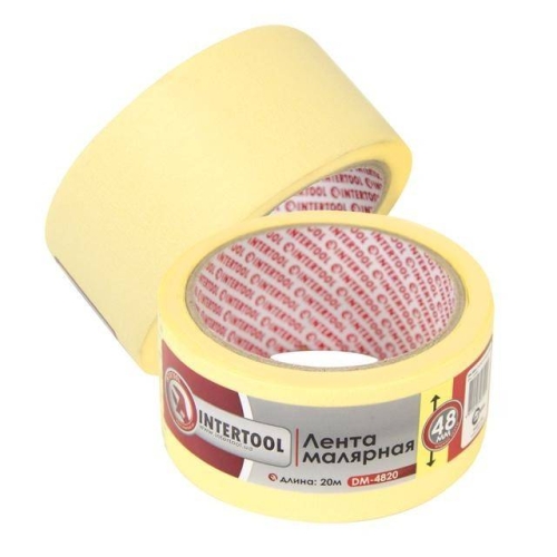 Стрічка малярна 48мм, 20м, жовта INTERTOOL DM-4820