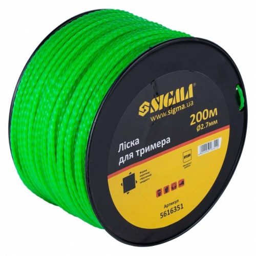 Лісочка для тримера кручений квадрат Ø2.7мм 200м котушка Sigma (5616351)