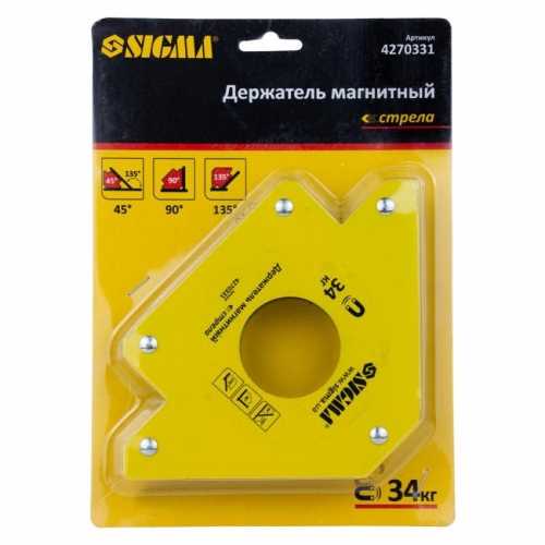 Магніт для сварки стріла 34кг 110×110мм (45,90,135°) Sigma (4270331)