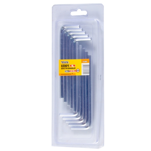 MasterTool Ключ шестигранний CrV 5,0мм L28-120мм, 10шт, Арт.: 75-0005