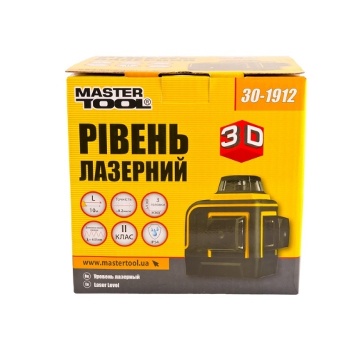 MasterTool Рівень лазерний H360 2*V360, 3 лазерні головки RED, 0.2мм/м, 10м, Li-ion, сумка, Арт.: 30-1912