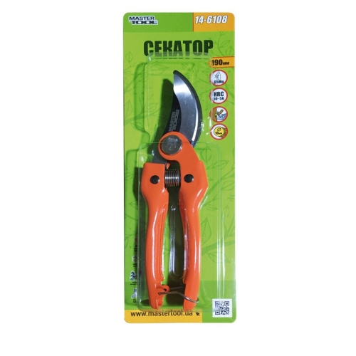 MasterTool Секатор садовий 190 мм з металевими ручками, лезо Mn65, Арт.: 14-6108