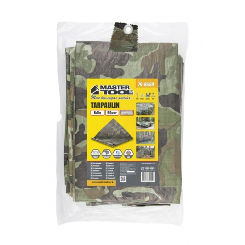 MasterTool Тент 6х8м, камуфляж, 90 г/м2, Ст: 79-8608
