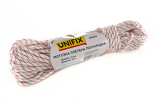 Мотузка плетена поліамідна (капронова) 6мм 20м UNIFIX
