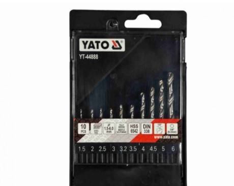 НАБІР СВЕРЛ ЗА МЕТАЛОМ YATO 1.5-6 ММ HEX-1/4" HSS 6542 ДЛЯ НЕРЖАВУЮЧОЇ КОНСТРУКТИВНОЇ ЛЕГОВАНОЇ СТАЛІ 10 ШТ