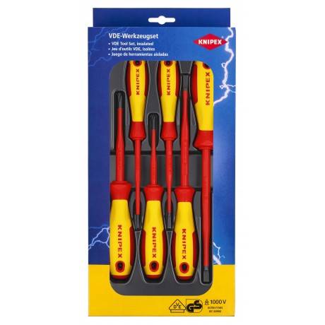 Набір діелектричних викруток із завуженим робочим кінцем KNIPEX 00 20 12 V02, шліц/Phillips