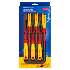 Набір діелектричних викруток із завуженим робочим кінцем KNIPEX 00 20 12 V04, шліц/Phillips/Pozidriv¶