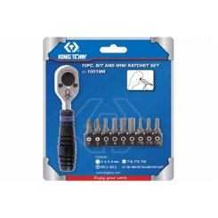 Набір вставок (біт) з тріскачкою 1/4", TORX, HEX, PH, 10 предметів
