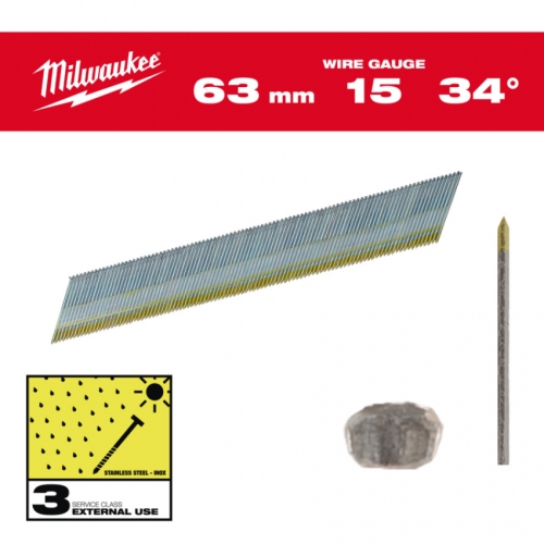 Набор гвоздей для нейлера 15G/34°/38мм INOX (2500 шт)