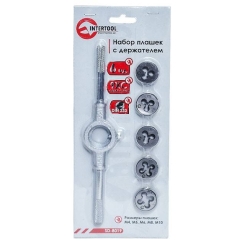 Нібор плашок з тримачем, 6 од., M4, M5, M6, M8, M10 INTERTOOL SD-8019