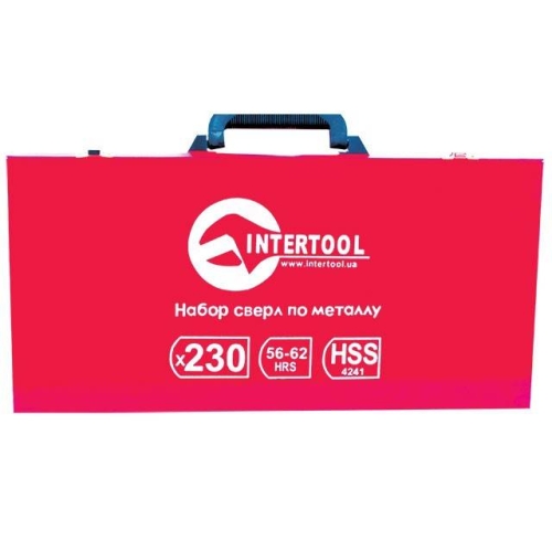 Набір свердел HSS, 230 од. (1-13 мм), у металевому кейсі INTERTOOL SD-0309