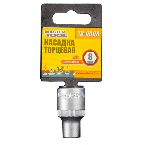 Насадка торцева 6-гранна MASTERTOOL 1/2" 8 мм CRV 78-0008