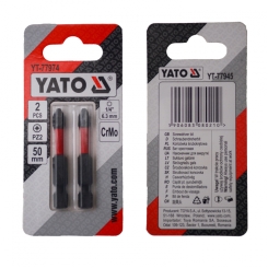 Насадка викруткова YATO PZ2 х 50 мм. HEX 1/4", хром-молібден, 2 шт.
