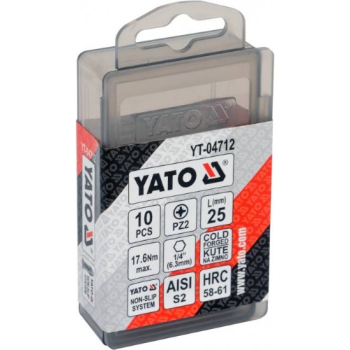 Отверточная насадка YATO РZ2 х 1/4", l= 25 мм, 10 шт. [25/200]