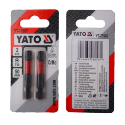 Насадка викруткова YATO TORX T40 х 50 мм. HEX 1/4", хром-молібден, 2 шт.