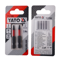 Насадка викруткова YATO TORX T8 х 50 мм. HEX 1/4", хром-молібден, 2 шт.