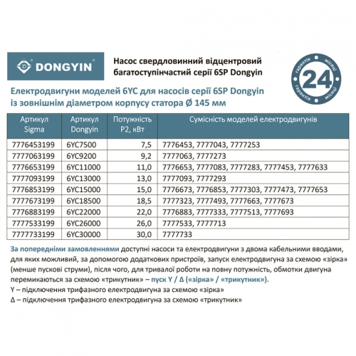 Насос відцентровий 9.2кВт DONGYIN 6SP17-16 (7777063)