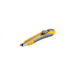 Ніж MASTERTOOL ЕРГО 18 мм ABS пластик TPR покриття з металевої направляючою гвинтовий замок 3 леза 17-0112