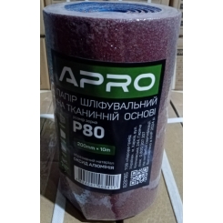 Папір шліфувальний P80 рулон 200мм*10м (тканинна основа) APRO