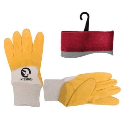 Рукавичка трикотажна бавовняна з 3/4 покриттям з нітрилу, 10", жовта INTERTOOL SP-0110