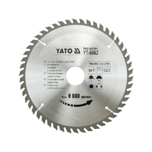 Пила дискова переможна YATO: 184х30х3, 2х2, 2мм I зубці 50 І RPM до 9000 1/хв [25/50]
