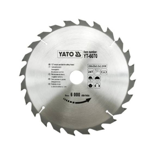 Пила дискова переможна YATO: 250х30x3,2x2,2мм I зубці 24 І RPM до 6000 1/хв [10/20]