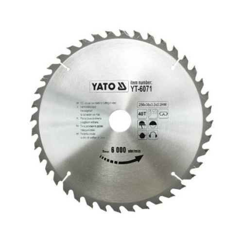 Пила дискова переможна YATO: 250х30x3,2x2,2мм I зубці 40 І RPM до 6000 1/хв [10/20]