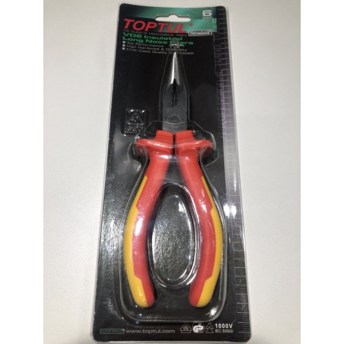 Плоскогубці з подовженими губками 6" 1000V VDE (chrome molybdenum) TOPTUL DGCB2206