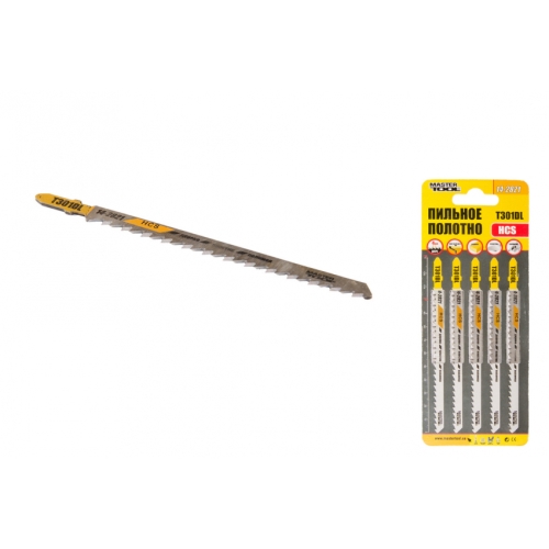 Полотно пильне для лобзика MASTERTOOL по дереву 5 шт чистий прямий рез 6TPI 132 мм T301DL 14-2821