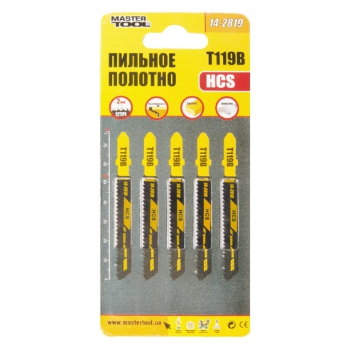 Полотно пильне для лобзика MASTERTOOL по дереву 5 шт швидкий прямий рез 12TPI 77 мм T119B 14-2819