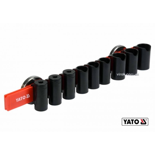 Рейка пластикова з магнітним кріпленням для 9 інструментів YATO: 350 х 50 х 40 мм.