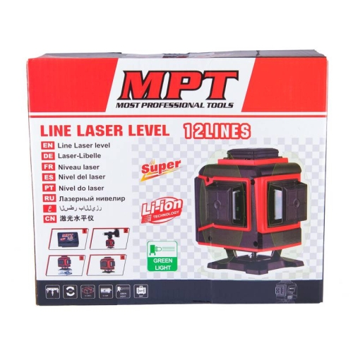 Рівень лазерний MPT PROFI H360+2хV360 3 лазерні головки GREEN 0.3 мм/м 45 м Li-ion тринога сумка MLL1207