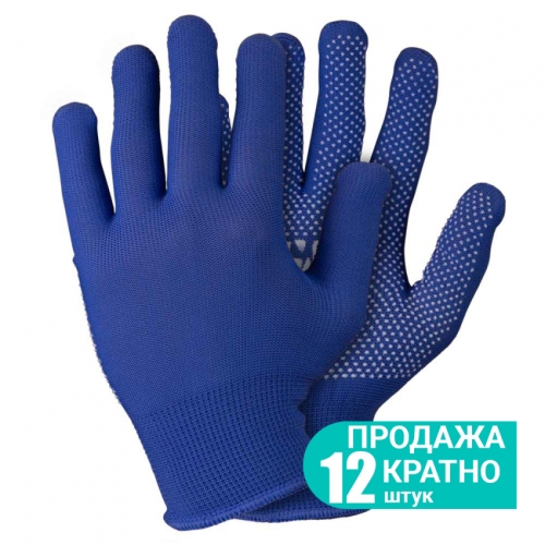 Рукавички трикотажні з точковим ПВХ покриттям р8 Мікроточка (сині) КРАТНО 12 парам SIGMA (9442881)