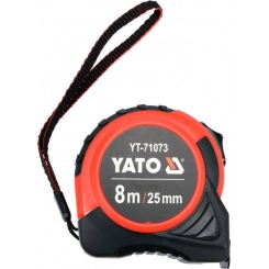 Рулетка YATO : L= 8 м x 25 мм, з сталевою стрічкою, нейлоновим покриттям