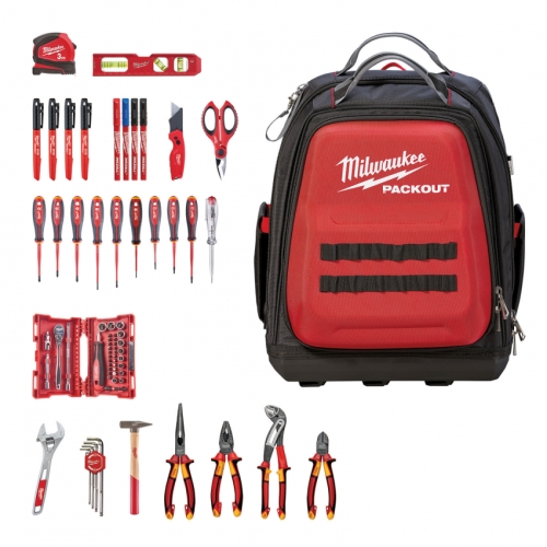 Рюкзак PACKOUT MILWAUKEE з набором інструментів для електриків (76шт)