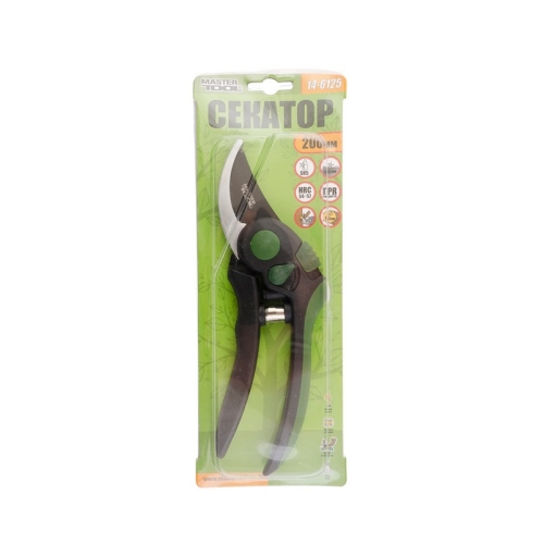 Секатор садовий MASTERTOOL 200 мм ручки ABS+TPR лезо SK5+тефлон регулятор розкриття лез 14-6125
