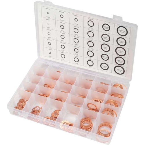 Шайби мідні різних розмірівYATO, Ø= 4/8 - 30/36 мм, наб. 580 шт