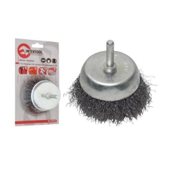 Щітка чашкова, 75 мм, 1/4", кручений дріт, для дриля, 4500 об/хв INTERTOOL BT-9075