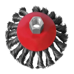 Щітка конусна, 100 мм, M14, пучки крученого дроту, для КШМ, 12500 об/хв INTERTOOL BT-4100